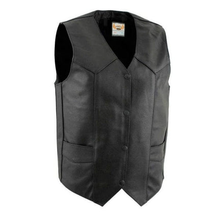 Men's Classic Western Cut Snap Front With Concealed Pockets Motorcycle Leather Vest