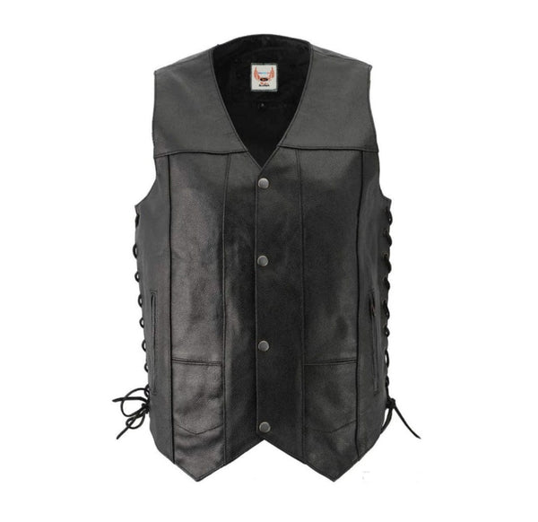 Men's Western Cut Classic Motorcycle Leather Adjustable Vest