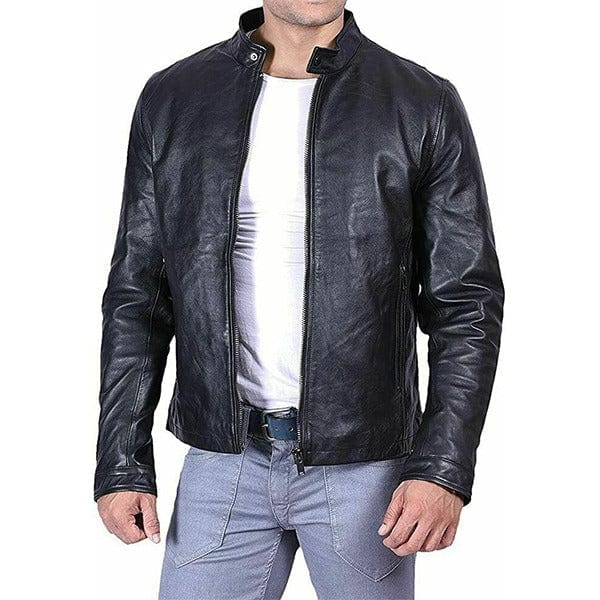 Men's Casual Wear Leather Jacket & Biker Jacket, Shiny Tough Brown & Black