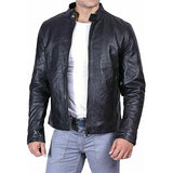 Men's Casual Wear Leather Jacket & Biker Jacket, Shiny Tough Brown & Black