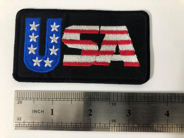 USA Flag Letters Biker Vest Patch