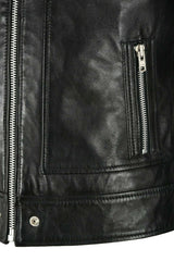 Men Bomber Leather Jacket Black Casual Tops Real Leather Jacket