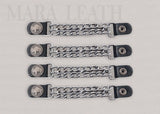 4pcs/set Leather + Stainless Steel Buffalo Nickel Motorcycle Vest Chainmail Extenders Snap On