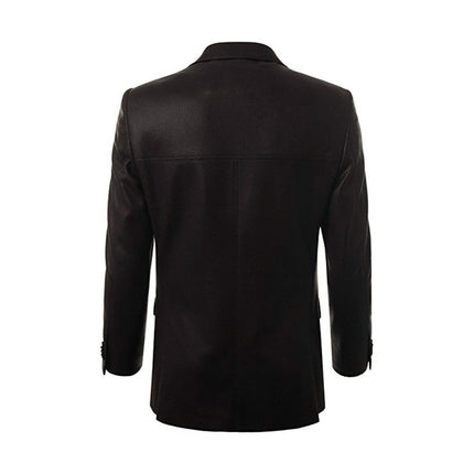 Men's Classic Genuine Leather Blazer Coat Jacket - BLACK - MARA Leather