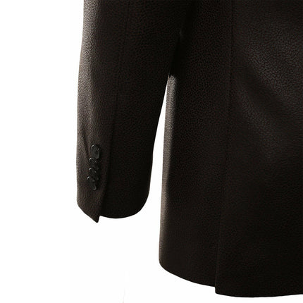 Men's Classic Genuine Leather Blazer Coat Jacket - BLACK - MARA Leather