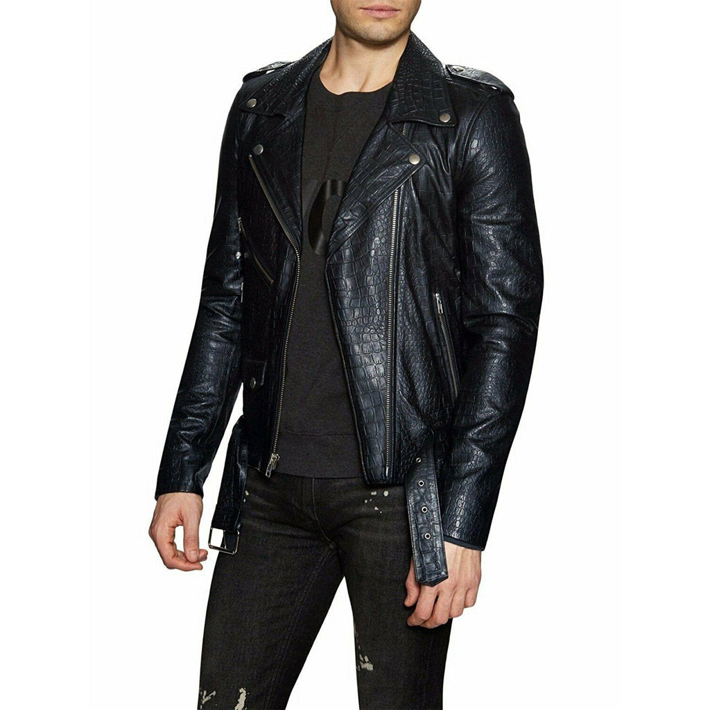 Suede & Crocodile Leather Bomber Jacket Full Body