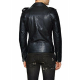 Men's Crocodile Print Genuine Leather Biker Style Jacket - MARA Leather