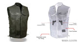 SOA Vest Men's Real Leather Anarchy Motorcycle Biker Club Concealed Carry Outlaw W/Side Laces