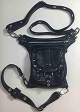 Black Leather Drop Leg Thigh Bag Concealed Gun Pocket - Small