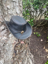Brown Leather Raff Buff Cowboy Rodeo Style Hat