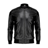 New 70's Retro Bomber Jacket Mens Black Classic Soft Leather Jacket