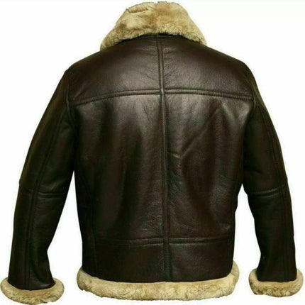 Genuine Sheep Skin Leather RAF Flight Aviator Jacket With Fur Wool Lining