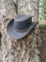 Brown Leather Raff Buff Cowboy Rodeo Style Hat