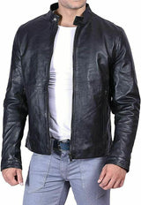 Men's Casual Wear Leather Jacket & Biker Jacket, Shiny Tough Brown & Black