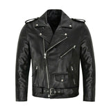 Mens Brando Leather Jacket Motorcycle Perfect Black Cow hide Biker Jacket