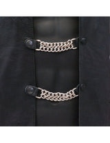 4pcs/set Leather + Stainless Steel Motorcycle Vest Chainmail Extenders Snap (Silver Button)