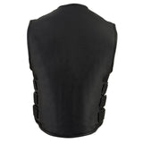 Men's Motorcycle Biker Tactical SWAT Style Black Leather Vest