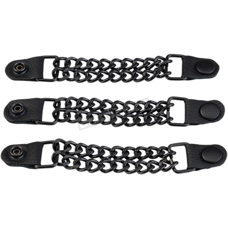 4pcs/set Leather + Stainless Steel Motorcycle Vest Chainmail Extenders Snap (Black Buttons)