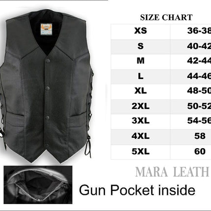 Men's Western Cut Classic Motorcycle Leather Adjustable Vest