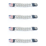 4pcs/set Leather + Stainless Steel Motorcycle Vest Chainmail Extenders Snap On - American Flag - MARA Leather