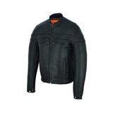 Men's Black Nature Soft Leather Vented Motorcycle Jacket W/ Thermal Liner