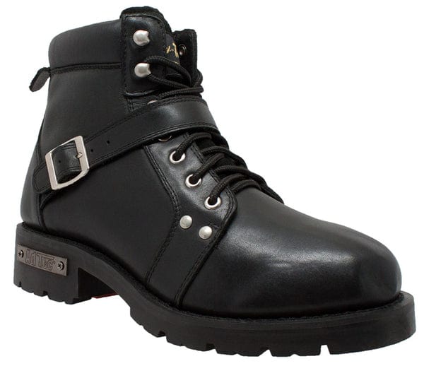 Men's YKK Zipper Biker Boots-BLACK - MARA Leather