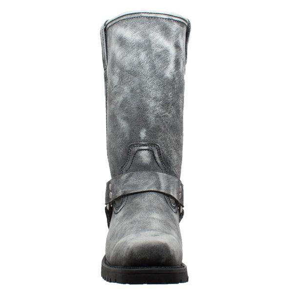 1442 Men's Harness Zipper Boots Black Stone Wash Leather - MARA Leather