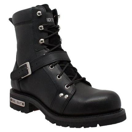 Men's 6" YKK Zipper Black Motorcycle Riding Boots - MARA Leather
