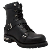 Men's 6" YKK Zipper Black Motorcycle Riding Boots - MARA Leather