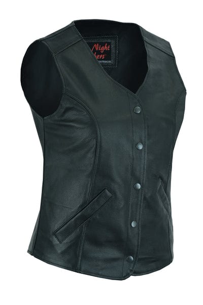 Women's 3/4 Long Body Motorcycle Vest with Plain Sides