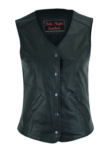 Women's 3/4 Long Body Motorcycle Vest with Plain Sides