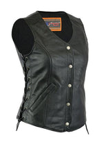 Women's Light Weight Open Neck Vest - MARA Leather