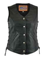 Women's Light Weight Open Neck Vest - MARA Leather