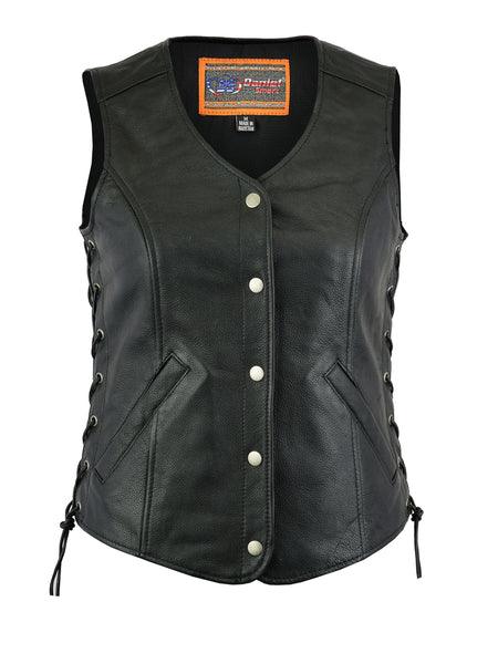 Women's Light Weight Open Neck Vest - MARA Leather
