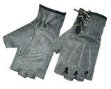 Women's Washed Out Gray Perforated Fingerless Gloves - MARA Leather