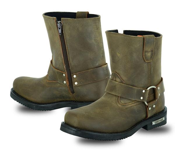 Men's Side Zipper Waterproof Boots - Brown - MARA Leather