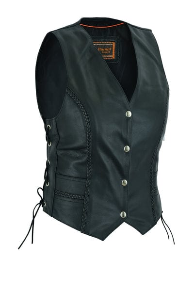 Ladies' Braided Genuine Leather Motorcycle Vest