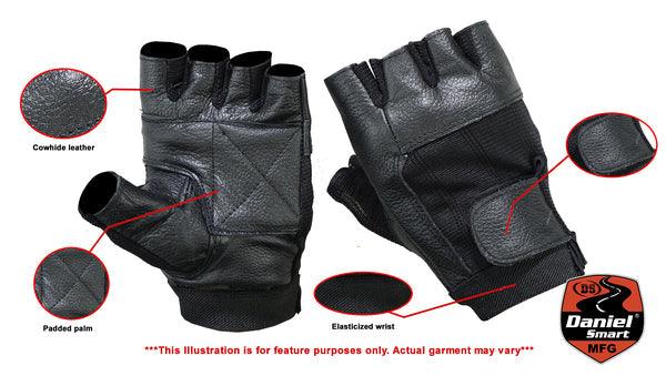 Leather / Mesh Fingerless Gloves - MARA Leather
