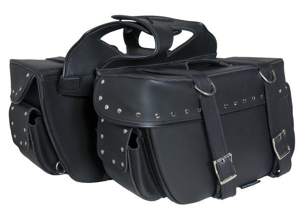 Two Strap Motorcycle Leather SaddleBag W/ Studs - MARA Leather