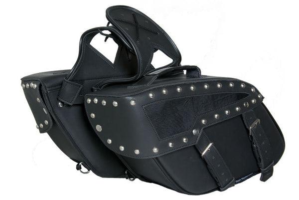 Two Strap Motorcycle SaddleBag W/ Studs - MARA Leather