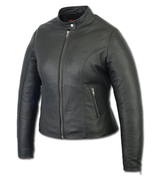 Women's Biker Style Lightweight Black Leather Jacket