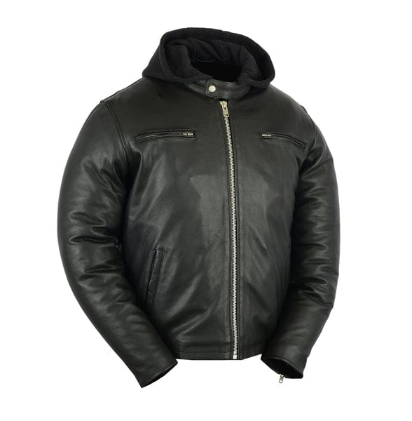 Men's Sporty Cruiser Black Leather Motorcycle Jacket