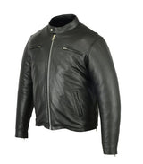 Men's Sporty Cruiser Black Leather Motorcycle Jacket