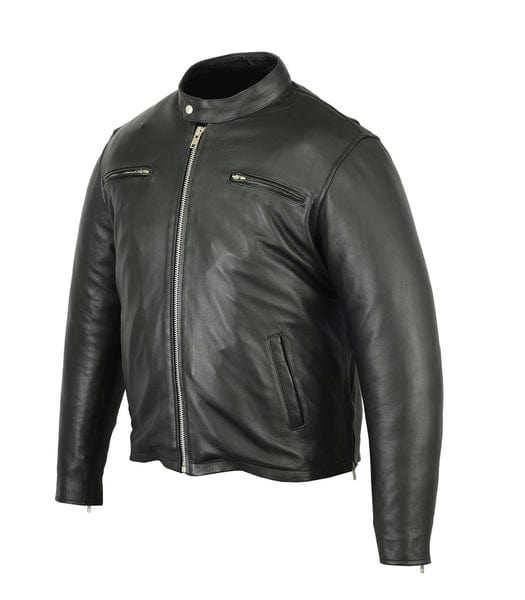Men's Sporty Cruiser Black Leather Motorcycle Jacket