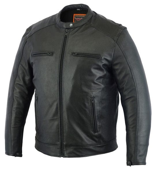 Men's Cruiser Leather Motorcycle Jacket - Black