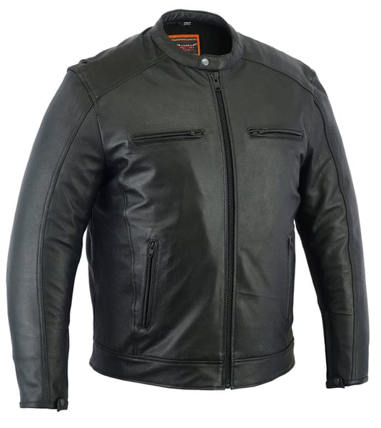 Men's Cruiser Leather Motorcycle Jacket - Black