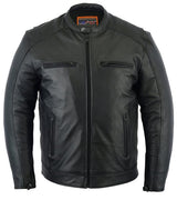 Men's Cruiser Leather Motorcycle Jacket - Black