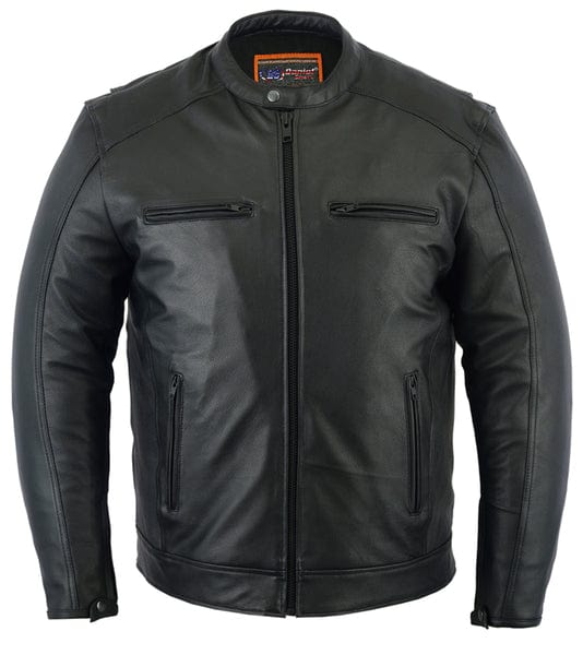 Men's Cruiser Leather Motorcycle Jacket - Black