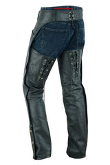 Classic Black Women's Leather Motorcycle Chaps