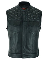 Diamond Cut Men's Motorcycle Leather Vest - MARA Leather